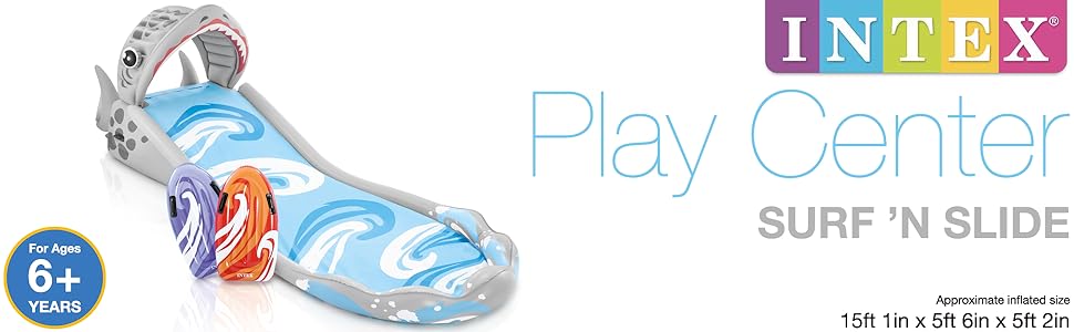 Intex--Inflatable-Splash-Play-Center-Shark-Water-Slide-with-2-Surf-Riders--Surf-N-Slide-Kids-15-Long-lrm57159